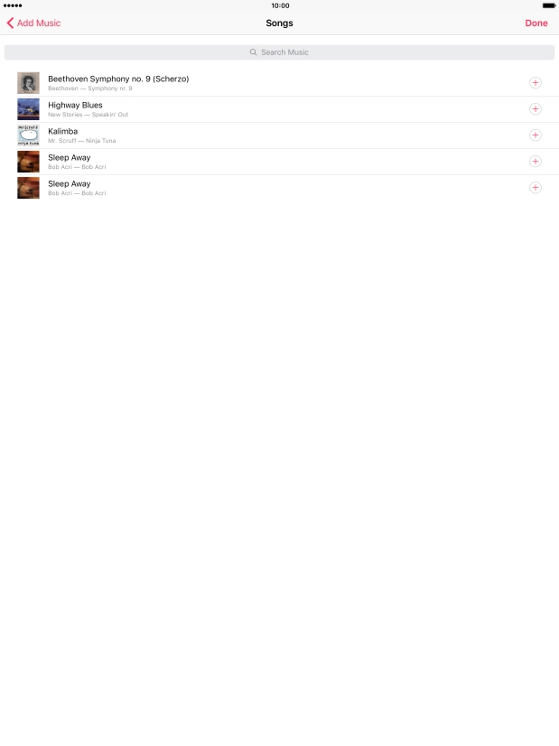 Press the required audio files to add them to the playlist. Press the required audio files to add them to the playlist.