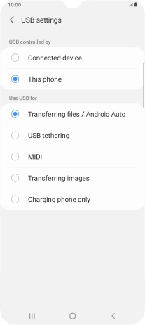 Press Transferring files / Android Auto.