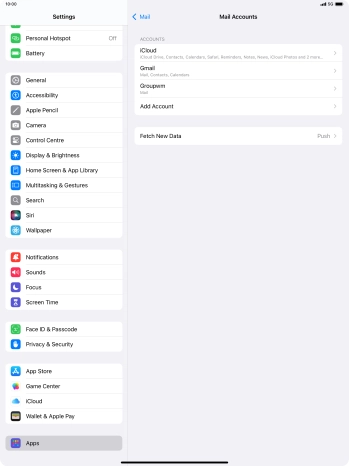 Press the name of the email account you've just set up. Press the name of the email account you've just set up.