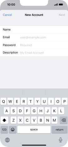 Press Email and key in your email address.
