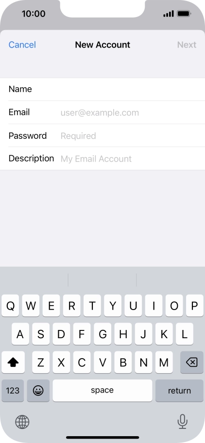 Press Email and key in your email address.