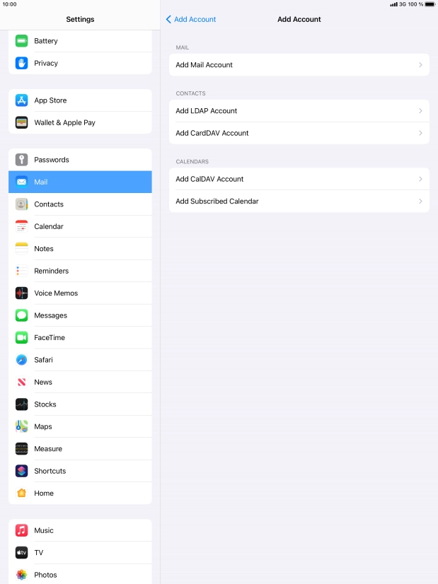Press Add Mail Account.