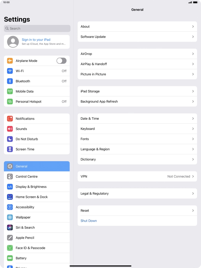 Press Sign in to your iPad.