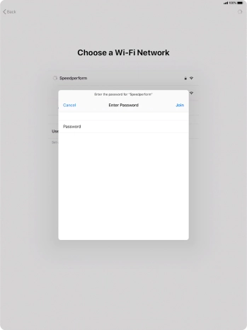 Key in the password for the Wi-Fi network and press Join.