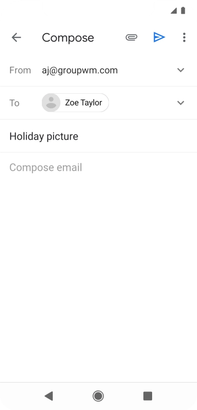 Press the text input field and write the text for your email message.