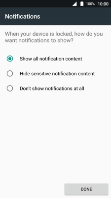 Press the required setting.