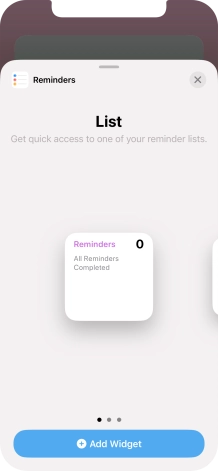 Slide your finger right or left on the screen to select the required widget size.