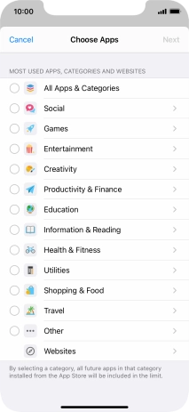 Press the required categories.