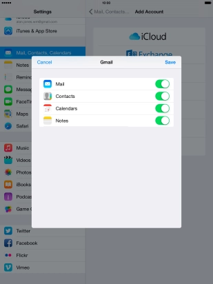 If this screen is displayed, you email account has been recognised and set up automatically. Follow the instructions on the screen to key in more information and finish setting up your tablet.