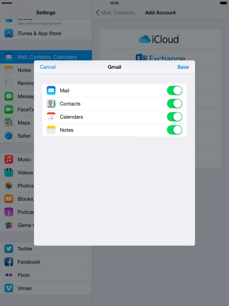 If this screen is displayed, you email account has been recognised and set up automatically. Follow the instructions on the screen to key in more information and finish setting up your tablet.