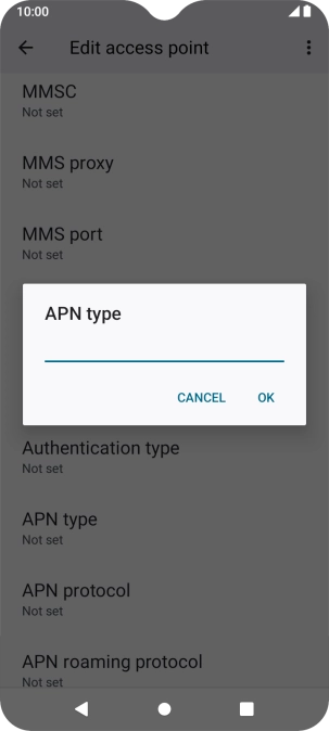 Key in default and press OK.