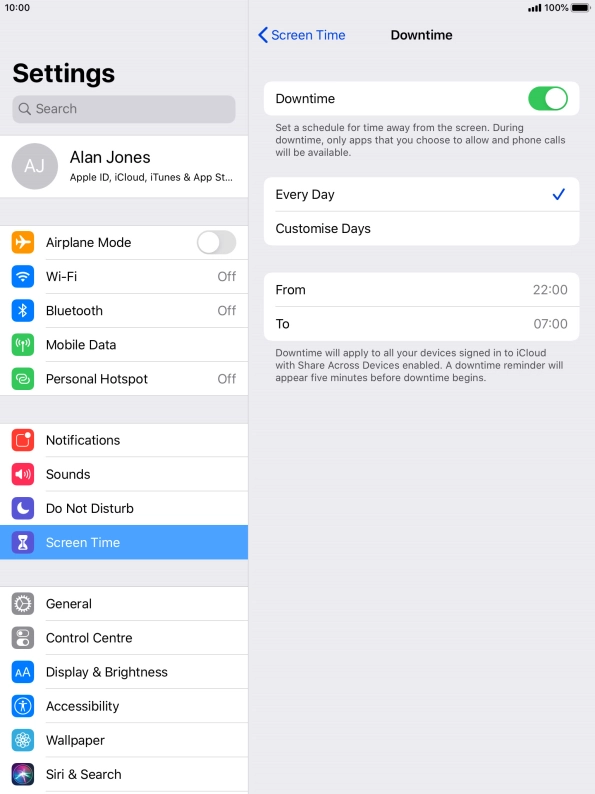 Press the indicator next to 