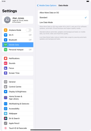 Press the required setting to turn the function on or off.