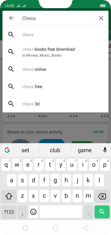 Key in the name or subject of the required app and press the search icon.