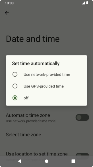 Press Use network-provided time to turn on the function.
