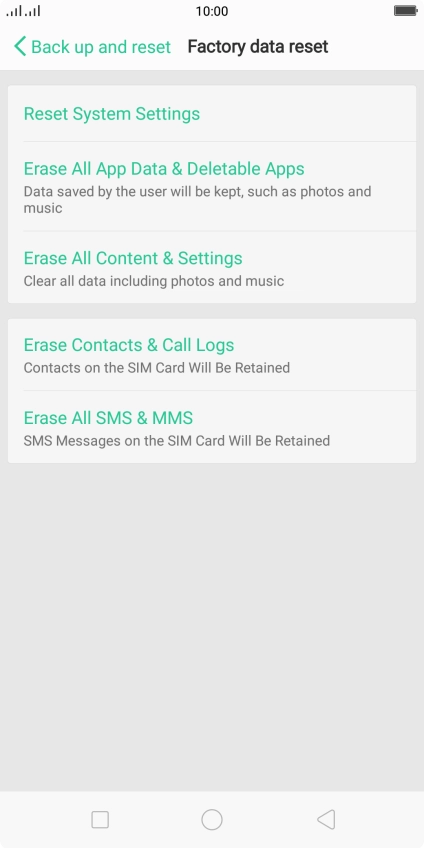 Press Erase All Content & Settings.