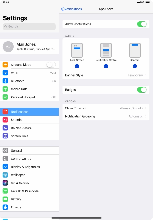 Press the indicator next to 