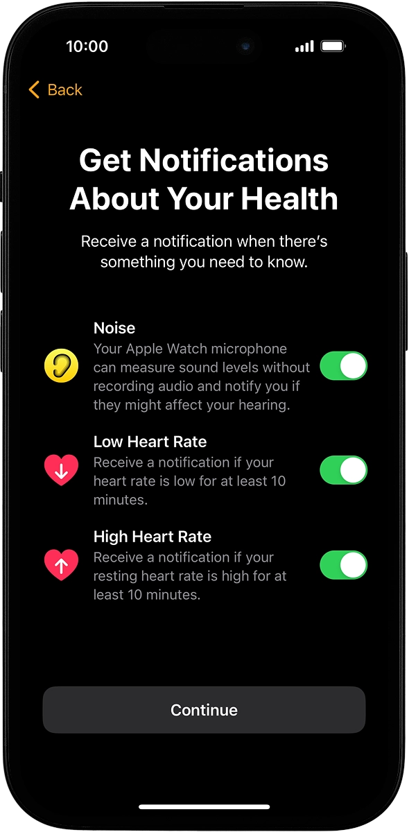 On your phone: Follow the instructions on the screen to select the required settings and press Continue.