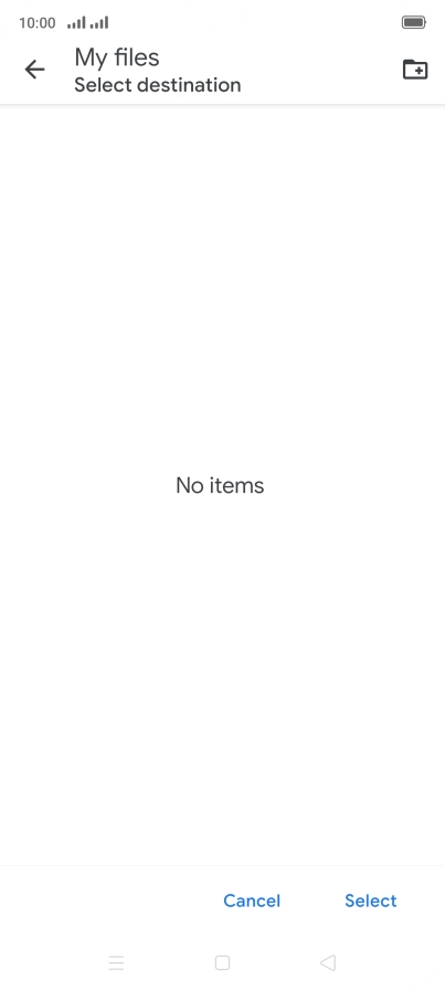 To create a new folder, press the new folder icon and follow the instructions on the screen to create a new folder.