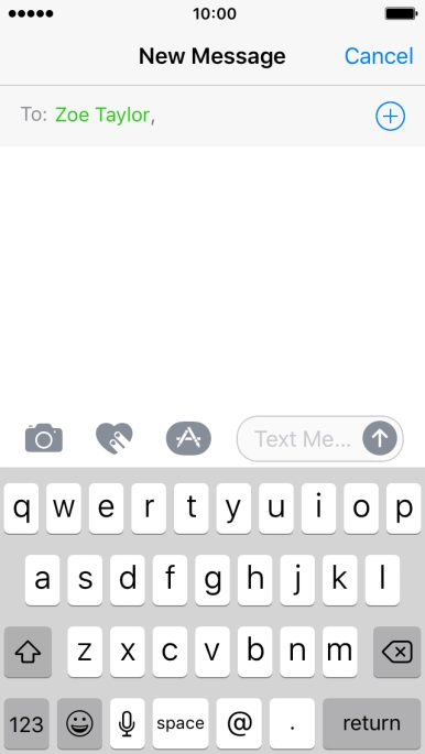 Press the text input field and write the text for your picture message.