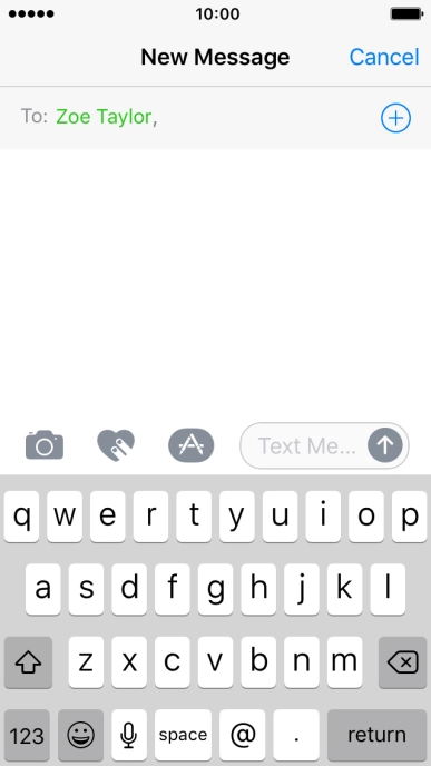 Press the text input field and write the text for your picture message.