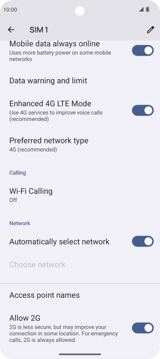 Press Access point names.