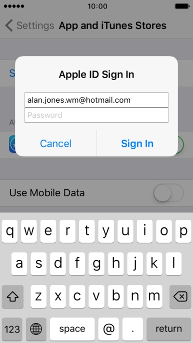 Press Password and key in the password for your Apple ID.