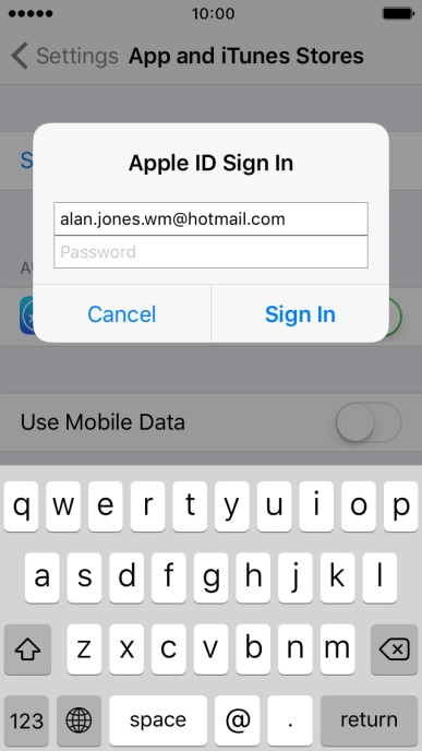 Press Password and key in the password for your Apple ID.