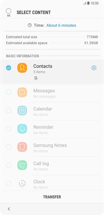 Press the required data types.