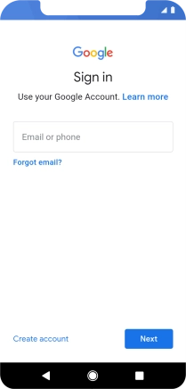 If you don't have a Google account, press Create account and follow the instructions on the screen to create an account.