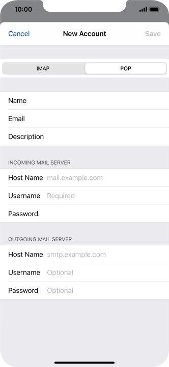 Press Host Name and key in the name of your email provider's incoming server.