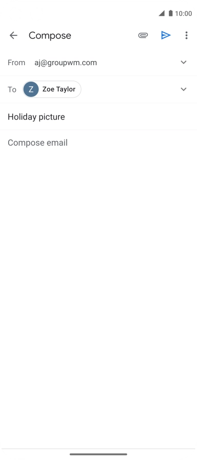 Press the text input field and write the text for your email message.