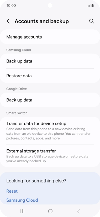 Press Manage accounts.