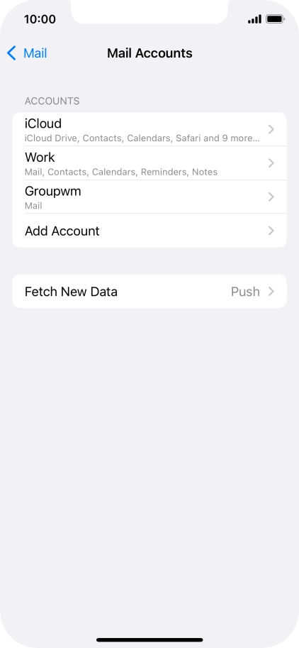 Press the name of the email account you've just set up.