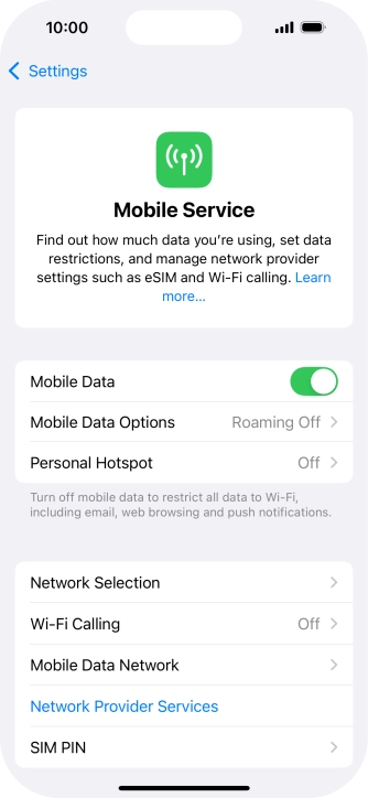 Press Mobile Data Options.