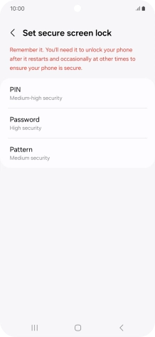 Press the required phone lock code and follow the instructions on the screen to create an additional phone lock code.