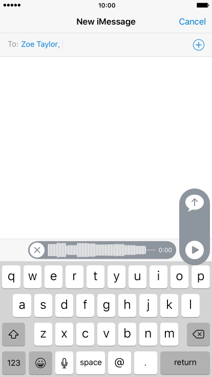 Let go to stop the sound recording and press arrow up to send the sound recording.