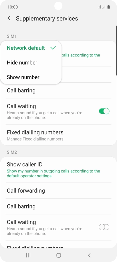 Press Show number to turn on caller identification.