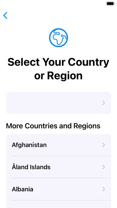 Press the required country or area.