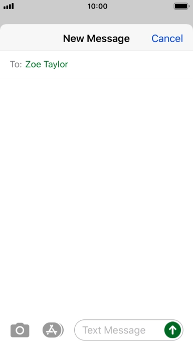 Press the text input field and write the text for your text message.