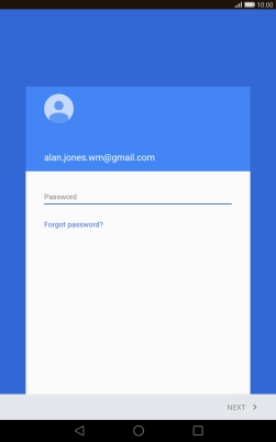 Press the text input field and key in the password for your Google account.