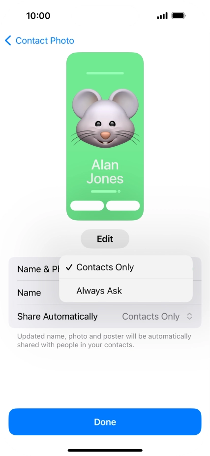 Press the required setting. Press the required setting.