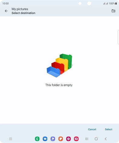 To create a new folder, press the new folder icon and follow the instructions on the screen to create a new folder.