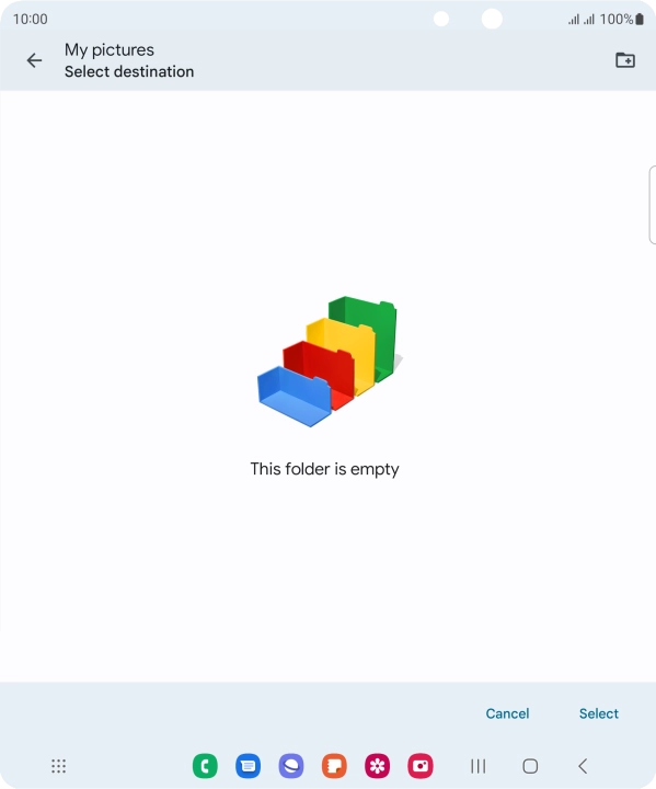 To create a new folder, press the new folder icon and follow the instructions on the screen to create a new folder.