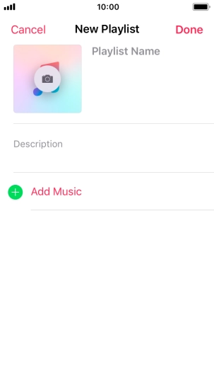Press the text input field and key in a name for the playlist.