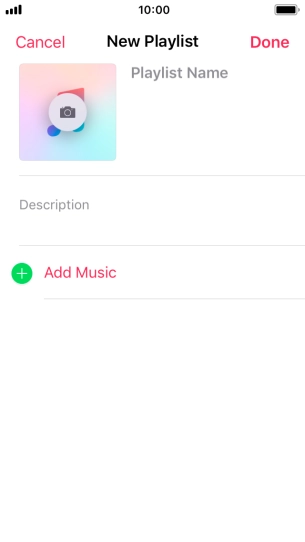 Press the text input field and key in a name for the playlist.