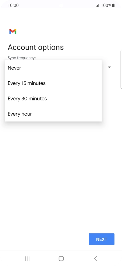 Press the required setting.