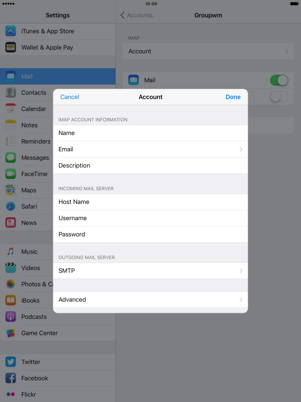 Press SMTP. Press SMTP.