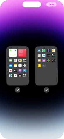 Press the fields below the required home screens to select or deselect them.