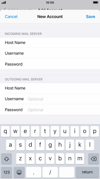 Press Username and key in the username for your email account. Please note that if you're using Vodafone's outgoing server, leave the username field empty.